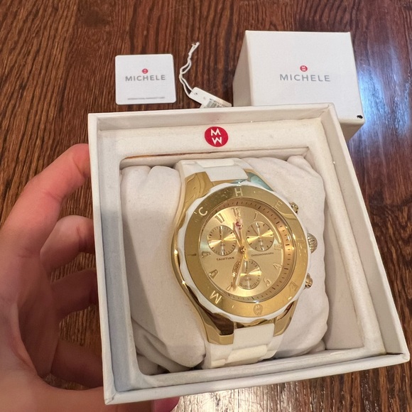 Michele Two Tone White & Gold Jelly Watch - Picture 4 of 6